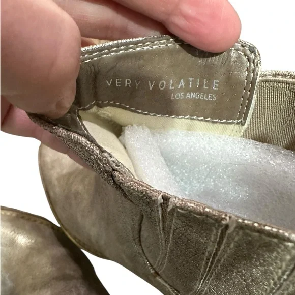 Very Volatile Gold Metallic Western Motivate Heeled Ankle Bootie - Picture 11 of 11